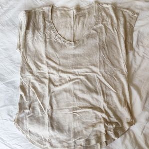 NWOT Ann Taylor Cream Tan Linen Tee XS
